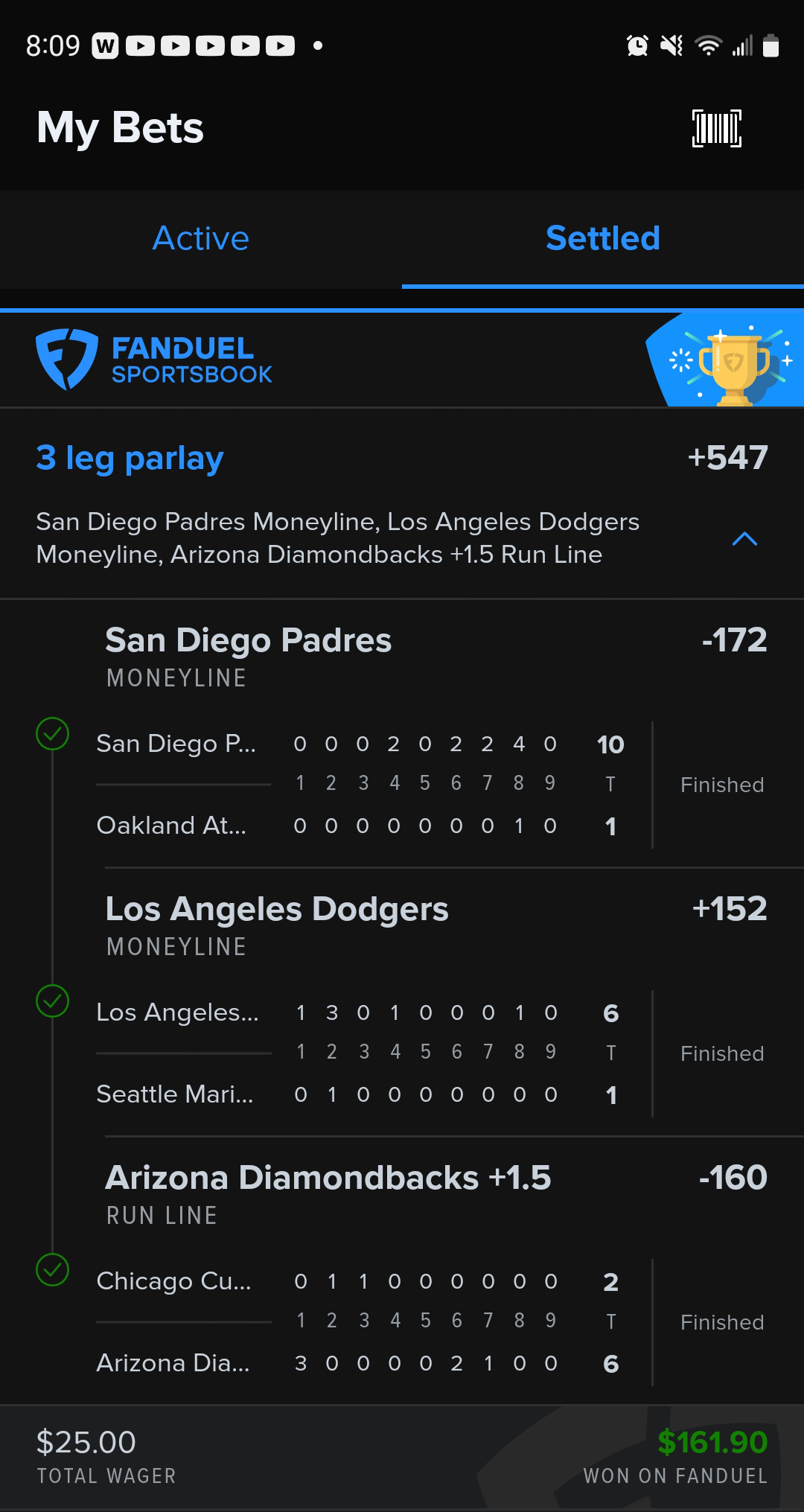 2023 Major League Baseball season wager win